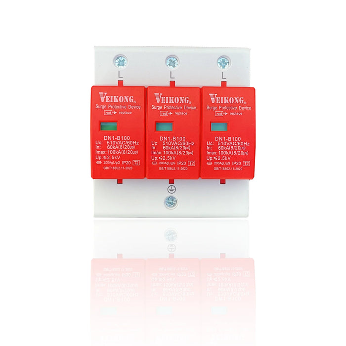 Supresor de sobrevoltaje trifasico VEIKONG MODELO: DN1-B100 para VKS8000 ,Uc: 510 VAC/60Hz, In: 60kA (8/20 uS) Imax: 100 kA(8/20 uC); P20>