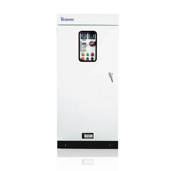 Arrancador Suave en Gabinete Marca Veikong VKS-8000-280-T4B Trifásico, 380 - 480 VAC, 350 hp Incluye: Interruptor principal con bypass incluido,   IP54, panel de control, botones e indicador digital, paro de emergencia, apartarrayos.