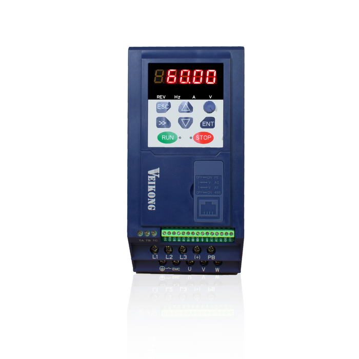 Variador de Frecuencia Marca Veikong Trifásico 3 hp VFD500M-2R2GT4B, 380 - 480 VAC, Corriente (A): 5.6 -9.4