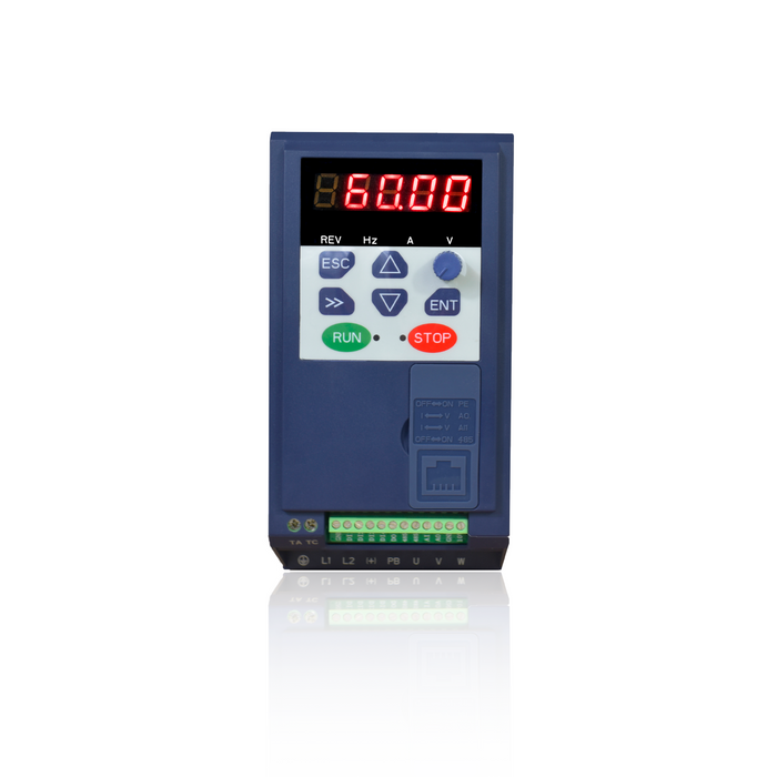 Variador de Frecuencia Marca Veikong Monofásico 0.5 hp VFD500M-R40GS2B, 200 - 240 VAC, Corriente (A): 2.8 - 3.2