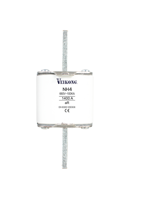 Juego de 3 Fusibles de cuchilla Marca Veikong, Tamaño NH4 , Acción Rapida (AR), 690VAC, 1400 Amp,  100kA, para variador modelo: VFD500-250G/280PT4