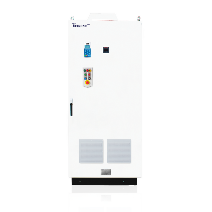 Arrancador Suave en Gabinete Marca Veikong VKS-8000-320-T4PRO Trifásico, 380 - 480 VAC, 400 hp.  Incluye: Interruptor termomagnético, panel de control, botones e indicador digital, paro de emergencia, y supresor de sobrevoltaje