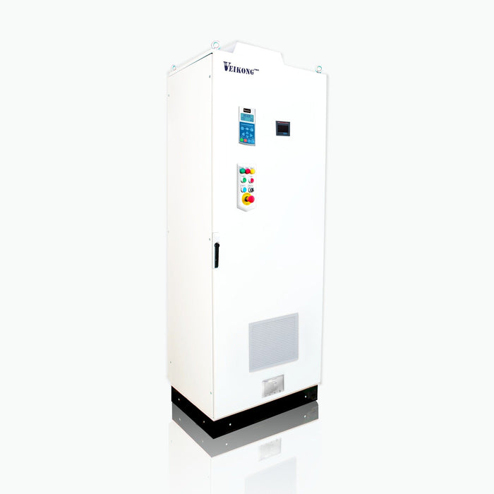 Arrancador Suave en Gabinete Marca Veikong VKS-8000-132-T4PRO Trifásico, 380 - 480 VAC, 175 hp,  Incluye: Interruptor termomagnético, panel de control, botones, paro de emergencia y supresor de sobrevoltaje