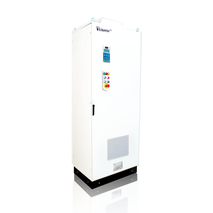 Arrancador Suave en Gabinete Marca Veikong  VKS-8000-160-T4PRO Trifásico, 380 - 480 VAC, 200 hp.  Incluye: Interruptor termomagnético, panel de control, botones e indicador digital, paro de emergencia, y supresor de sobrevoltaje